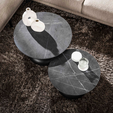 Drop Coffee Table Set of 2 3D Melamine Graphite Ø60-Ø50 