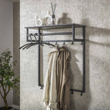 Coat Rack Kris 12-Hooks Black - With Rod & Hat Shelf