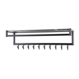 Coat rack Kimi 10-Hook Black Ceramic - With Rod and Hat Shelf 
