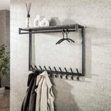 Coat rack Kimi 20-Hook Black Ceramic - With Rod and Hat Shelf 