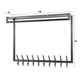 Coat rack Kimi 20-Hook Black Ceramic - With Rod and Hat Shelf 