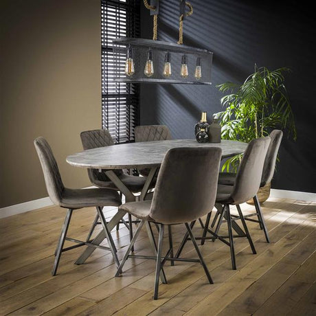 Oval Dining Table Hayden Industrial Concrete Look 200x100