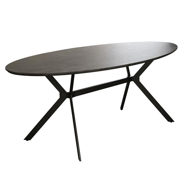 Oval Dining Table Hayden Industrial Concrete Look 200x100