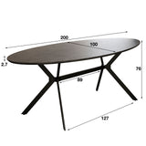 Oval Dining Table Hayden Industrial Concrete Look 200x100
