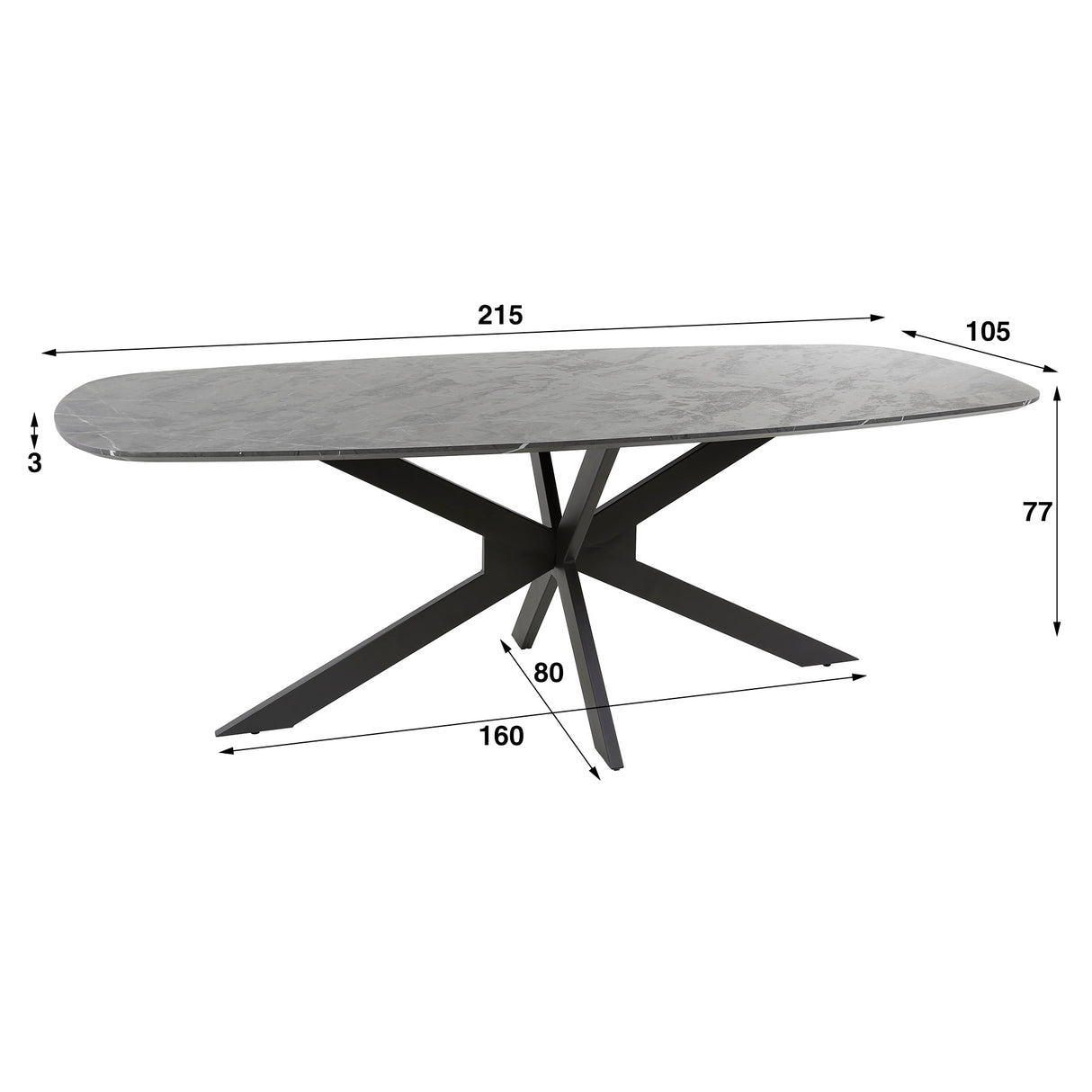 Dining Table Mysha Danish Oval Melamine 215x105 cm