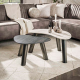 Dune coffee table set organic Ceramic travertine set of 2 