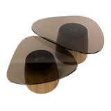Set of 2 Marea triangular coffee tables bronze glass 91x71 cm 