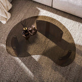 Organic coffee table brown smoked glass oak look Thor 130 cm