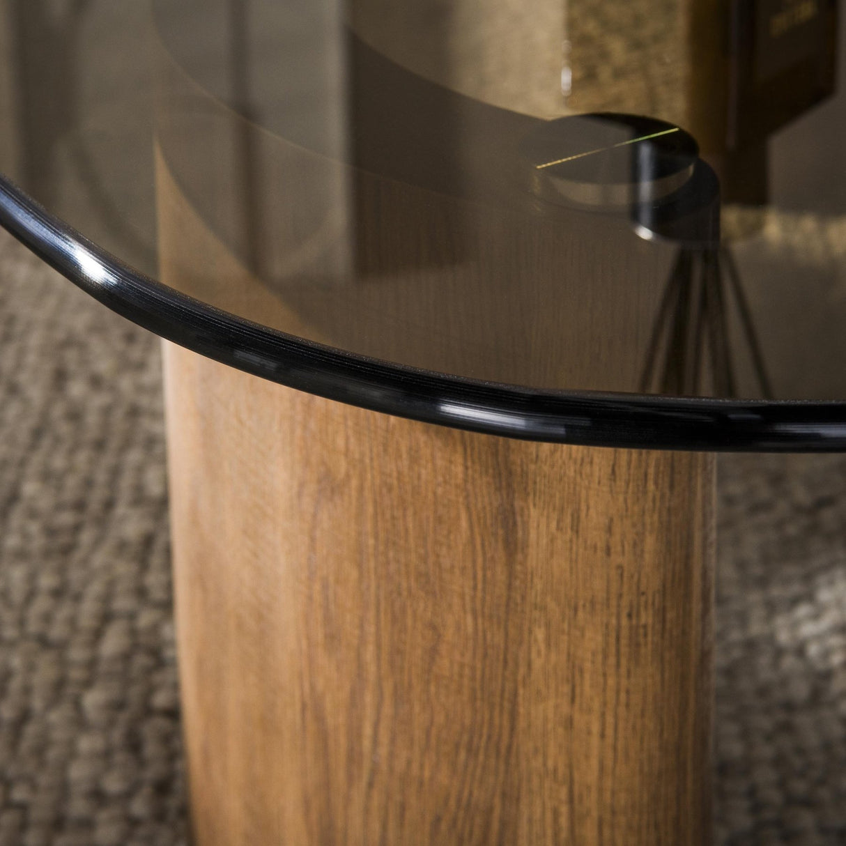 Organic coffee table brown smoked glass oak look Thor 130 cm