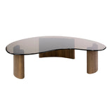 Organic coffee table brown smoked glass oak look Thor 130 cm