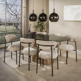 Danish oval dining table brown smoked glass oak look frame Thor 180 cm