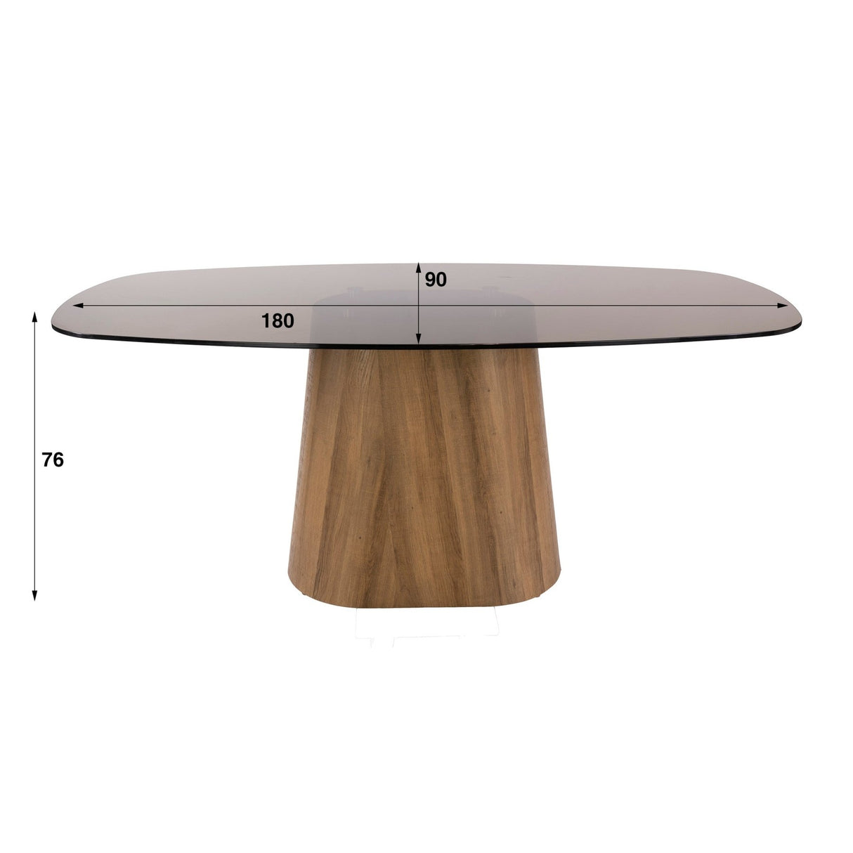 Danish oval dining table brown smoked glass oak look frame Thor 180 cm