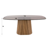 Danish oval dining table brown smoked glass oak look frame Thor 180 cm