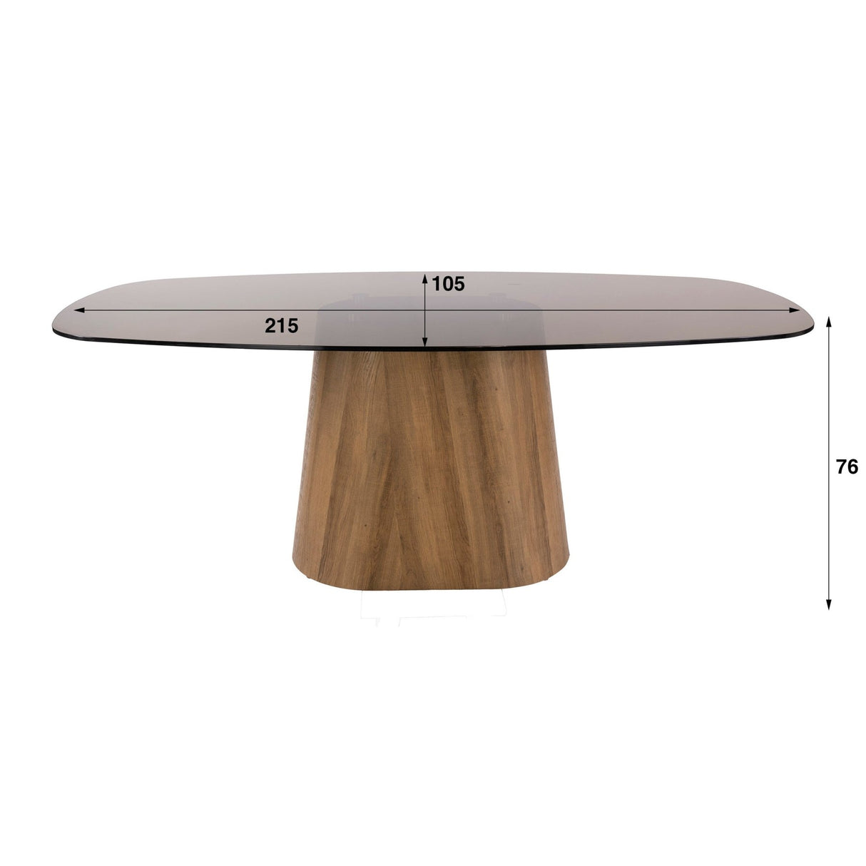 Danish oval dining table brown smoked glass oak look frame Thor 215 cm