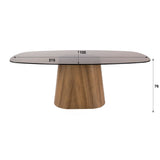 Danish oval dining table brown smoked glass oak look frame Thor 215 cm