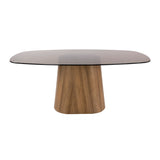 Danish oval dining table brown smoked glass oak look frame Thor 215 cm