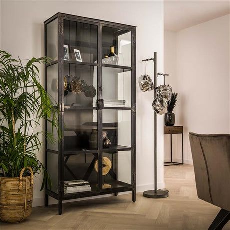 Wandkasten - Vitrinekast Elias metaal met glas - Dimehouse