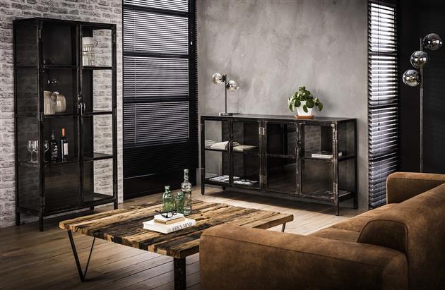Wandkasten - Vitrinekast Elias metaal met glas - Dimehouse