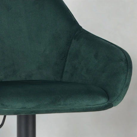 Venom Bar Stool Green Velvet - adjustable rotating bar seat with armrest