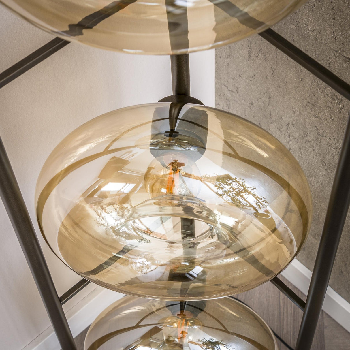 Vloerlamp Sola 4-lichts Amber Glas 168 cm