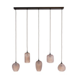 Hanging lamp 5-light brown frosted glass Arda