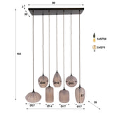 Hanging lamp 7-light brown frosted glass Arda