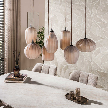 Hanging lamp 7-light brown frosted glass Arda