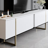 TV furniture luxury white gold melamine 180x50x30 cm