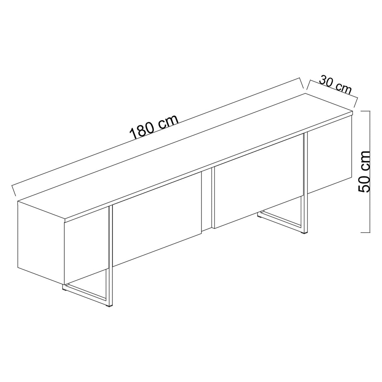 TV furniture luxury white gold melamine 180x50x30 cm