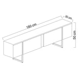 TV furniture luxury white gold melamine 180x50x30 cm