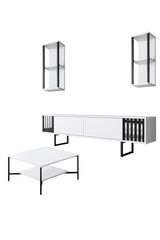 Meubelsets - Meubelset Wit - Zwart - Chrome Line - Salontafel + TV Meubel - Dimehouse