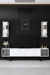 Meubelsets - Meubelset Wit - Zwart - Chrome Line - Salontafel + TV Meubel - Dimehouse