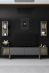 Furniture Set Anthracite-Gold - Gold Line - Coffee Table + TV Furniture