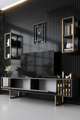 Furniture Set Anthracite-Gold - Gold Line - Coffee Table + TV Furniture