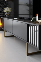 Furniture Set Anthracite-Gold - Gold Line - Coffee Table + TV Furniture