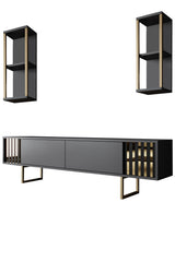 Furniture Set Anthracite-Gold - Gold Line - Coffee Table + TV Furniture