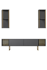 Furniture Set Anthracite-Gold - Gold Line - Coffee Table + TV Furniture