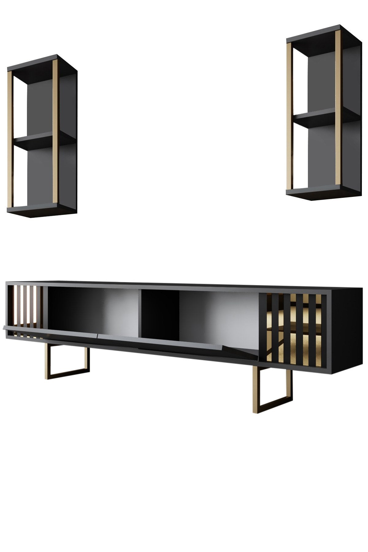 Furniture Set Anthracite-Gold - Gold Line - Coffee Table + TV Furniture