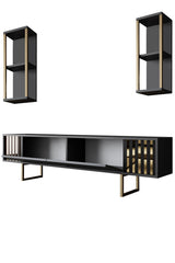 Furniture Set Anthracite-Gold - Gold Line - Coffee Table + TV Furniture