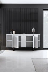 Modern Dresser White Luxury 160x80x35 - Black Frame