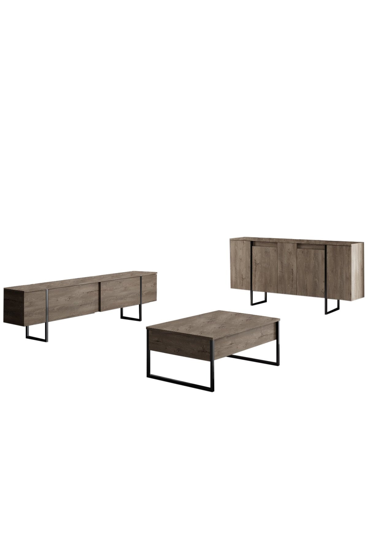 Modern sideboard Walnut Luxe 160x80x35 - Black frame