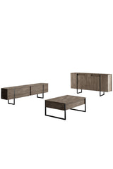 Modern sideboard Walnut Luxe 160x80x35 - Black frame