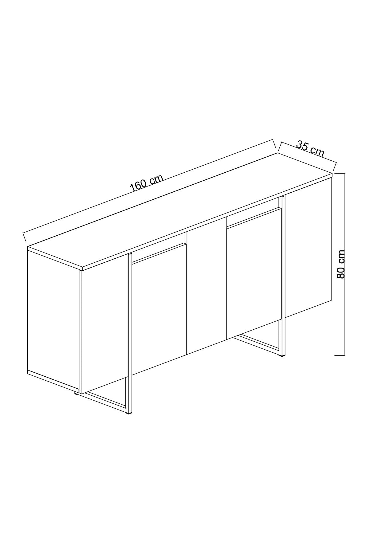 Modern Sideboard Anthracite Luxury 160x80x35 - Golden Frame 