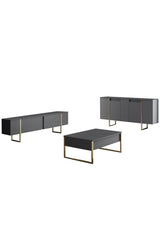Modern Sideboard Anthracite Luxury 160x80x35 - Golden Frame 