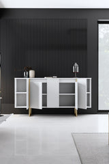 Modern Dresser White Luxury 160x80x35 - Gold Frame