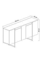 Modern Dresser White Luxury 160x80x35 - Gold Frame