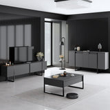 Furniture Set Anthracite Luxe - Coffee Table + TV Cabinet + Dresser - Black Frame