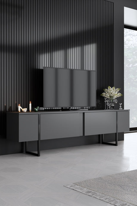 Furniture Set Anthracite Luxe - Coffee Table + TV Cabinet + Dresser - Black Frame