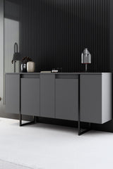 Furniture Set Anthracite Luxe - Coffee Table + TV Cabinet + Dresser - Black Frame