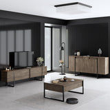 Furniture set Walnut Luxe - Coffee table + TV cabinet + sideboard - Black frame